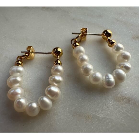 Brass Imitation Pearl Minimalist Classic Earring - Picture 1 of 7
